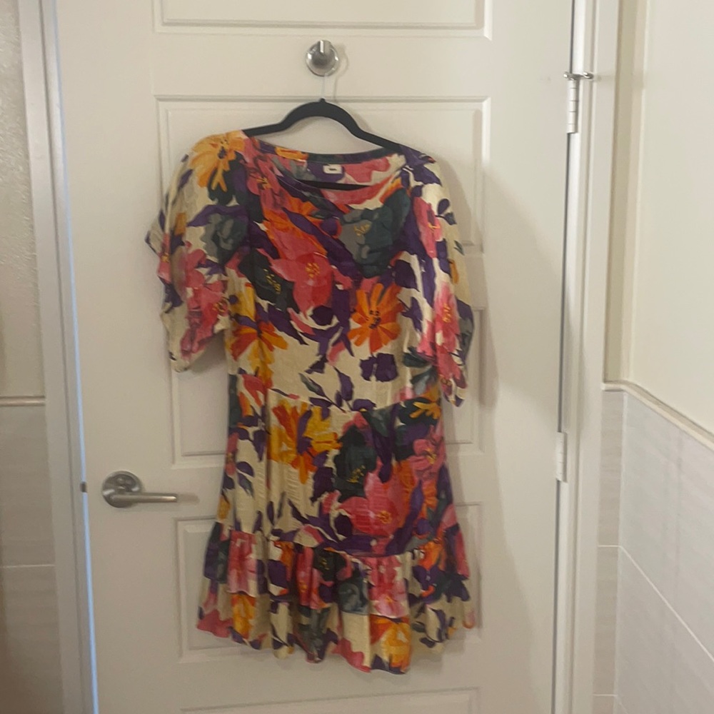 Warm silk floral midi dress